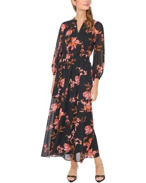 SAM & JESS Floral-print V-neck Long-sleeve Maxi Dress - Multicolor