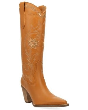 Dingo Miss Daisy Knee-high Western Pointed-toe Boots - Brown