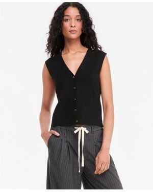 On 34th V-neck Button-front Sweater Vest - Black