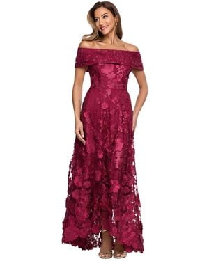 Xscape Off-the-shoulder Embroidered Floral Ball Gown