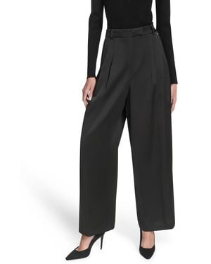 Halston Pull-on Ponte Wide Leg Pants - Black