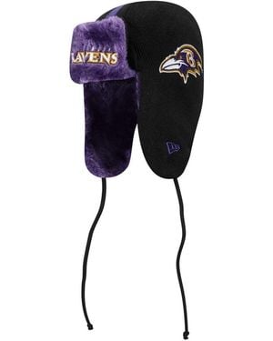 KTZ Baltimore Ravens Helmet Head Trapper Knit Hat - Black