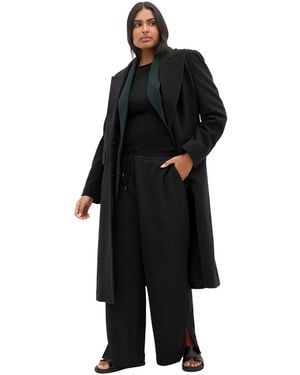 City Chic Plus Size Keira Water-resistant Longline Melton Coat - Black