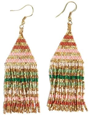 INK+ALLOY Lexie Solid Beaded Fringe Earrings - Metallic