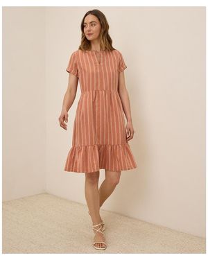 Pact Organic Cotton Canopy Linen Blend Notch Neck Dress - Natural