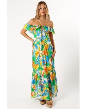 Petal & Pup Harriet Off Shoulder Maxi Dress - Green