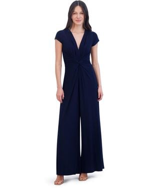 Vince Camuto Petite Plunging Twist-front Jumpsuit - Black