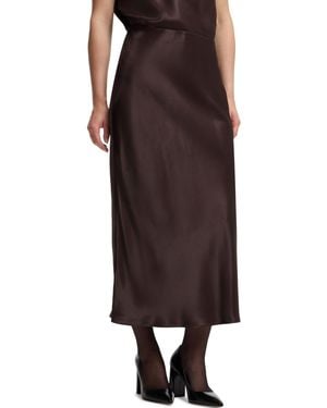 BOSS Boss By High-waisted A-line Midi Skirt - Brown