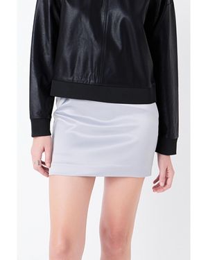 Grey Lab Solid Satin Fit Mini Skirt - Blue