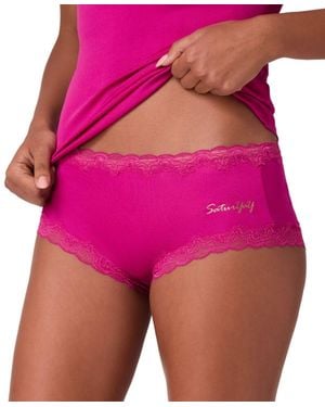Uwila Warrior Silk Lace Trim Days Of The Week Panty - Purple