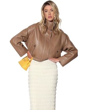 Walter Baker Roman Funnel-neck Lamb Leather Jacket - Brown