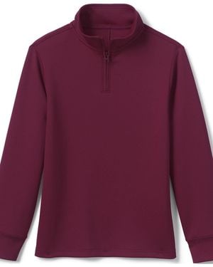 Lands' End Girls Active Performance Quarter Zip Pullover - Purple
