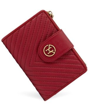 Victoria Hyde London Rosi Genuine Leather Wallets V-stripe Quilted 20+ Card Slots Victoria Hyde - Red