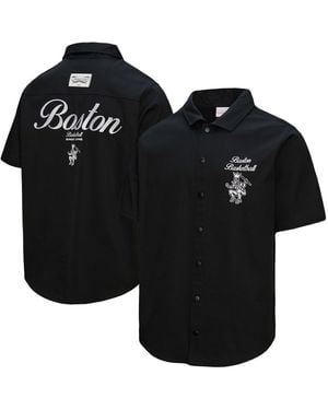 Mitchell & Ness Boston Celtics Hardwood Classics Camp Shirt - Black
