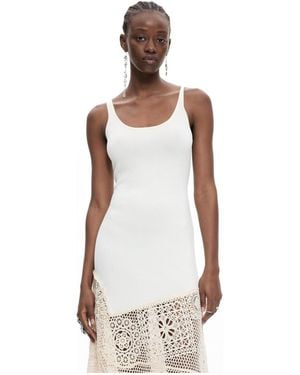 Desigual Asymmetrical Fringe Dress - White