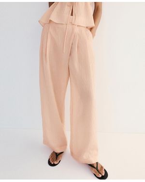 Mango Striped Lyocell Pants - Natural