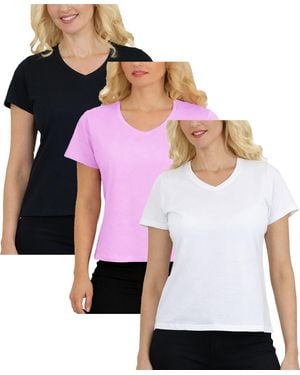 Galaxy By Harvic Galaxy Divatee Relaxed Fit V-neck Short Sleeve T-shirt-3 Pack - Pink