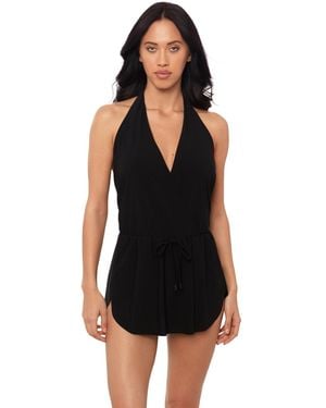 Magicsuit Ellie Halter V-neck Swim Dress - Black