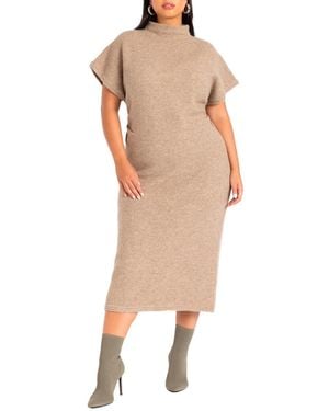 Eloquii Plus Size Short Sleeve Sweater Dress - Natural