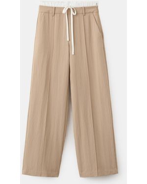 Mango Combined Waistband Lyocell Pants - Natural