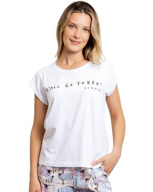 Sant And Abel Drawbertson Y'all Go To Bed Cotton Pajama T-shirt - White