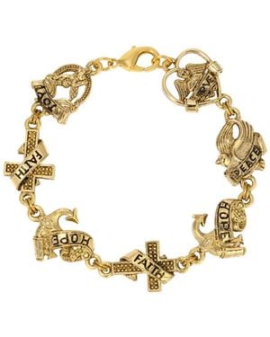 Symbols of Faith Gold Tone Love Peace Hope Faith Bracelet - Metallic