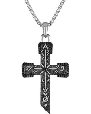 Bulova Marc Anthony Black Diamond Cross Pendant Necklace (3/8 Ct. T.w. - Metallic