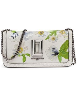 KARL LAGERFELD Kosette Floral Leather Small Shoulder Handbag - Metallic