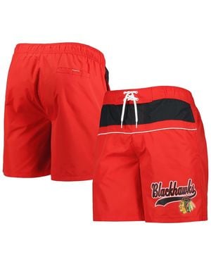 Starter Chicago Blackhawks Freestyle Volley Swim Shorts - Red