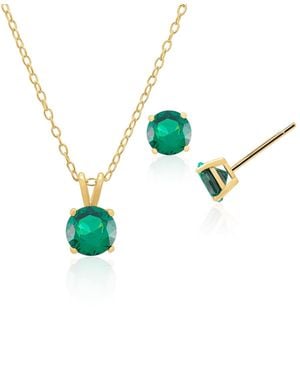 Macy's Simulated Sapphire Solitaire Round Pendant Necklace - Green