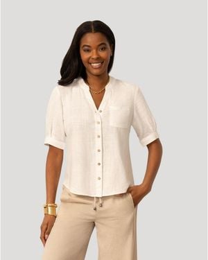 Cable & Gauge Cable And Gauge Linen Blend Button Front Top - Natural