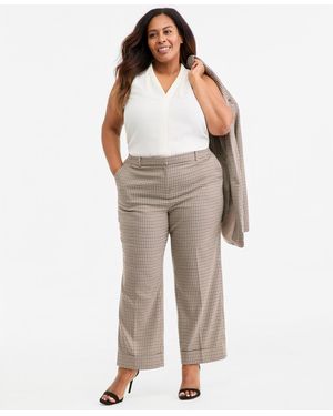 Anne Klein Plus Size Mid-rise Cuffed-hem Pants - Natural
