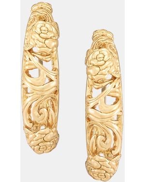 Marchesa Lonna & Lilly Small Puffy Filigree Hoop Earrings - Metallic