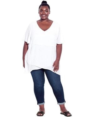 Avenue Plus Size Tall Denim Girlfriend Stretch Jean - White