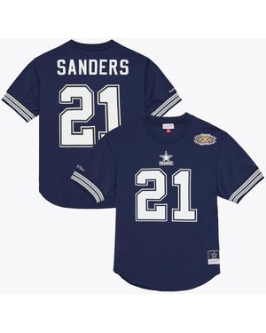 Mitchell & Ness Mitchell Ness Deion Sanders Dallas Cowboys Retired Player Name & Number Mesh Top - Blue