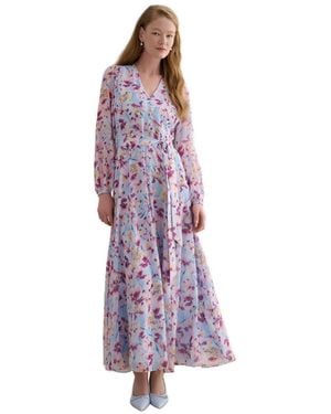 Hobbs Thea V-neck Long Sleeve Maxi Dress - Purple