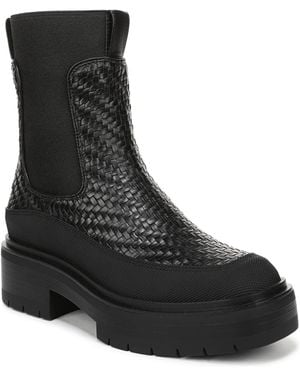 Sam Edelman Linn Weave Chelsea Platform Booties - Black