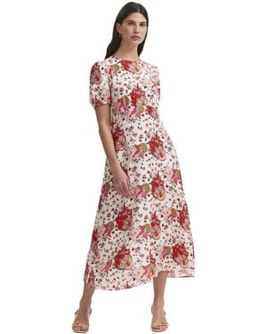 Finery London Lili Short Sleeve Midi Tea Dress - Red