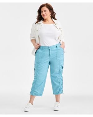Style & Co. Plus Size Cargo Capri Pants - Blue