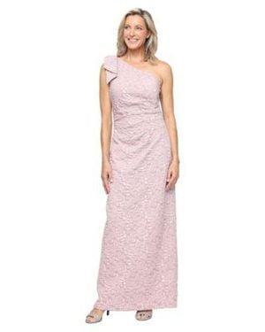 Alex Evenings Embossed Column One Shoulder Ball Gown - Pink