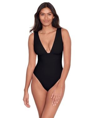 Ralph Lauren Modern V Neck One Piece Swimsuit - Black