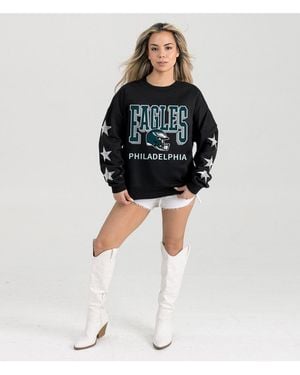 Gameday Couture Philadelphia Eagles Pure Victory Rhinestud Star-sleeve Pullover Sweatshirt - Black