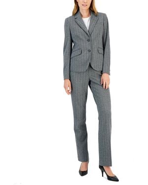 Anne Klein Herringbone Two-button Jacket & Flare-leg Pants & Pencil Skirt - Gray