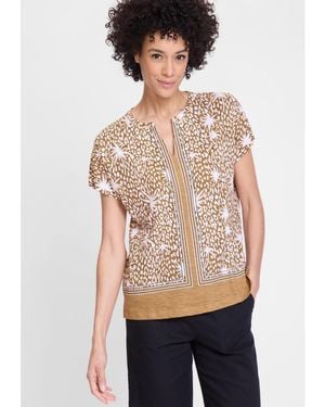 Olsen Tropic Mix Print T-shirt - Natural