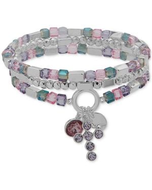 Nine West 3-pc. Set Crystal Cross Mixed Bead Stretch Bracelets - White