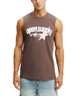 Cotton On Graphic Muscle Tank Top - Brown