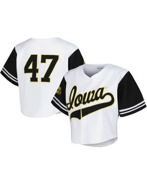 Established & Co. Iowa Hawkeyes Baseball Jersey Cropped T-shirt - Black