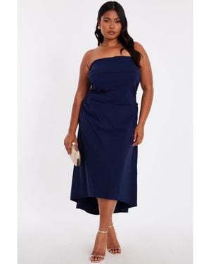 Quiz Plus Size Bandeau Dip Hem Dress - Blue
