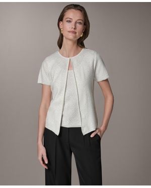 Donna Karan Short-sleeve Sequin Cardigan - Gray
