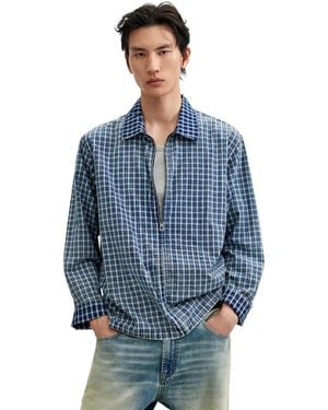 Desigual Long-sleeved Checked Shirt - Blue
